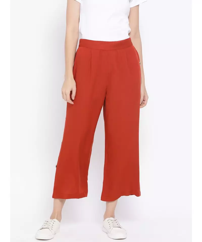 Brown printed Cotton Pant