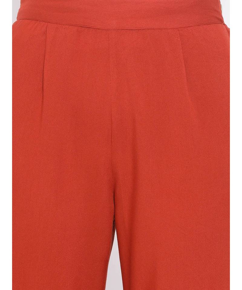 Brown printed Cotton Pant