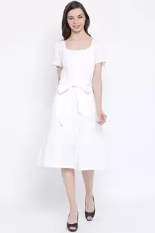 White plain Cotton Dress