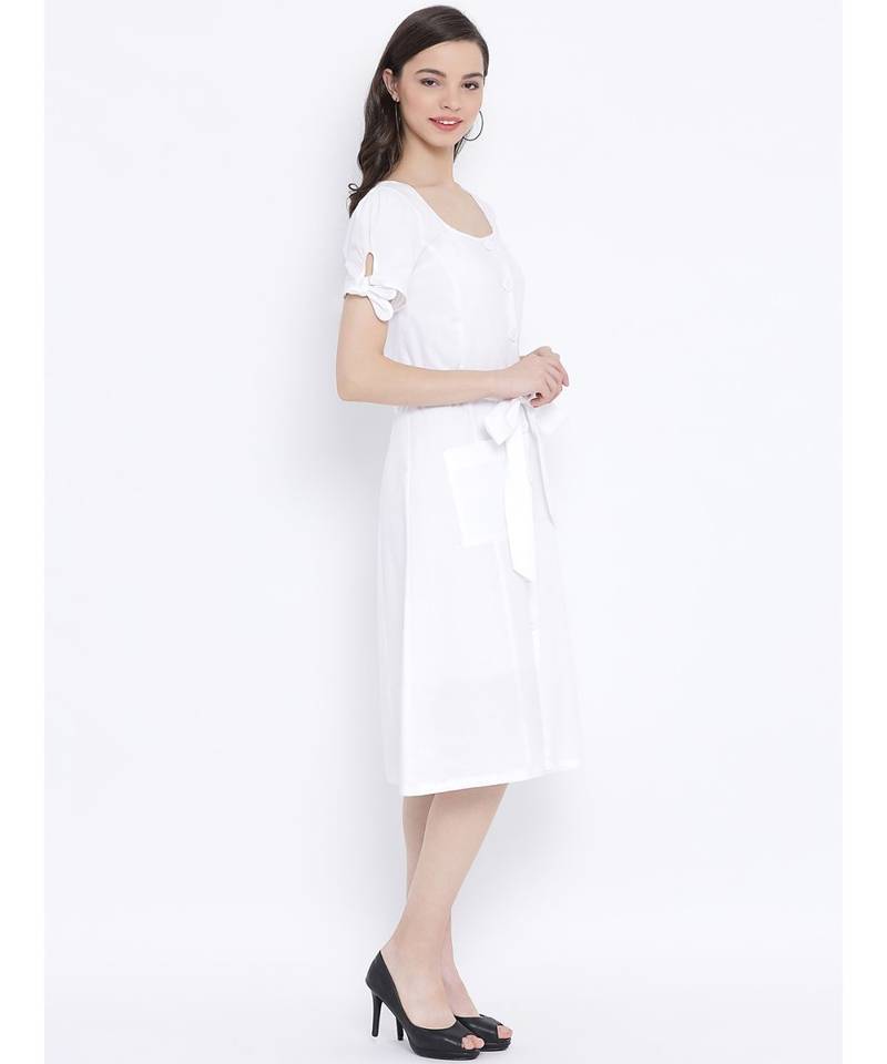 White plain Cotton Dress