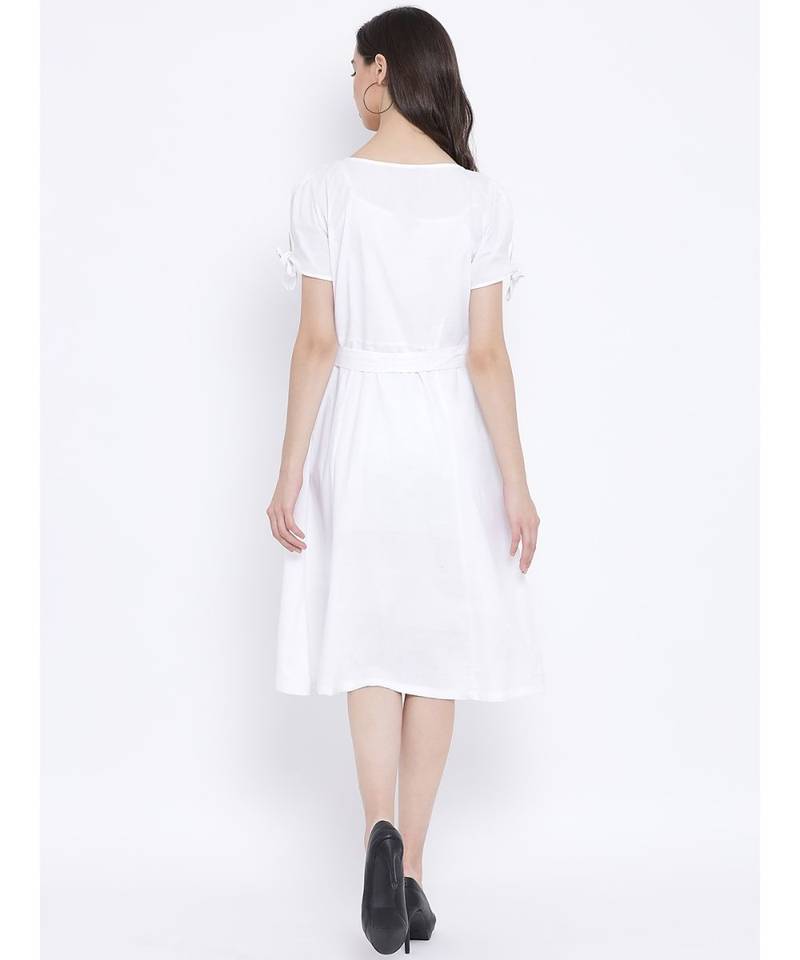 White plain Cotton Dress