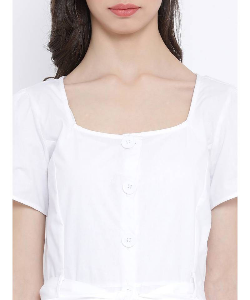 White plain Cotton Dress