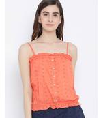 Orange printed Cotton Top
