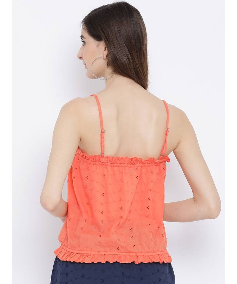 Orange printed Cotton Top