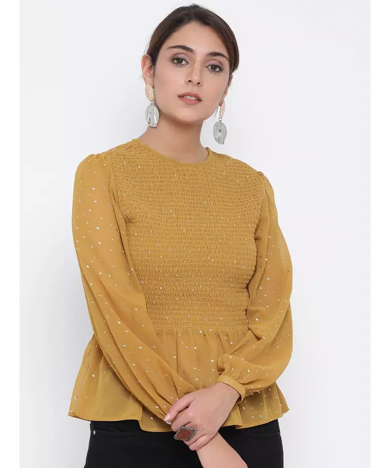 Mustard printed Cotton Top