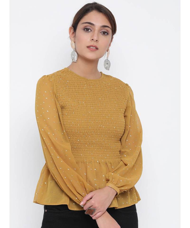 Mustard printed Cotton Top
