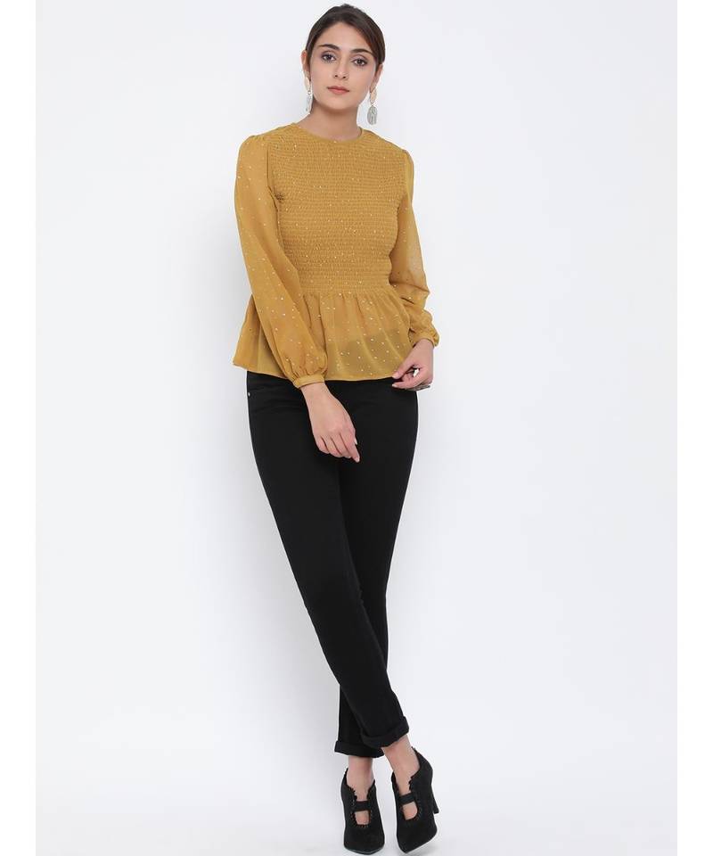 Mustard printed Cotton Top