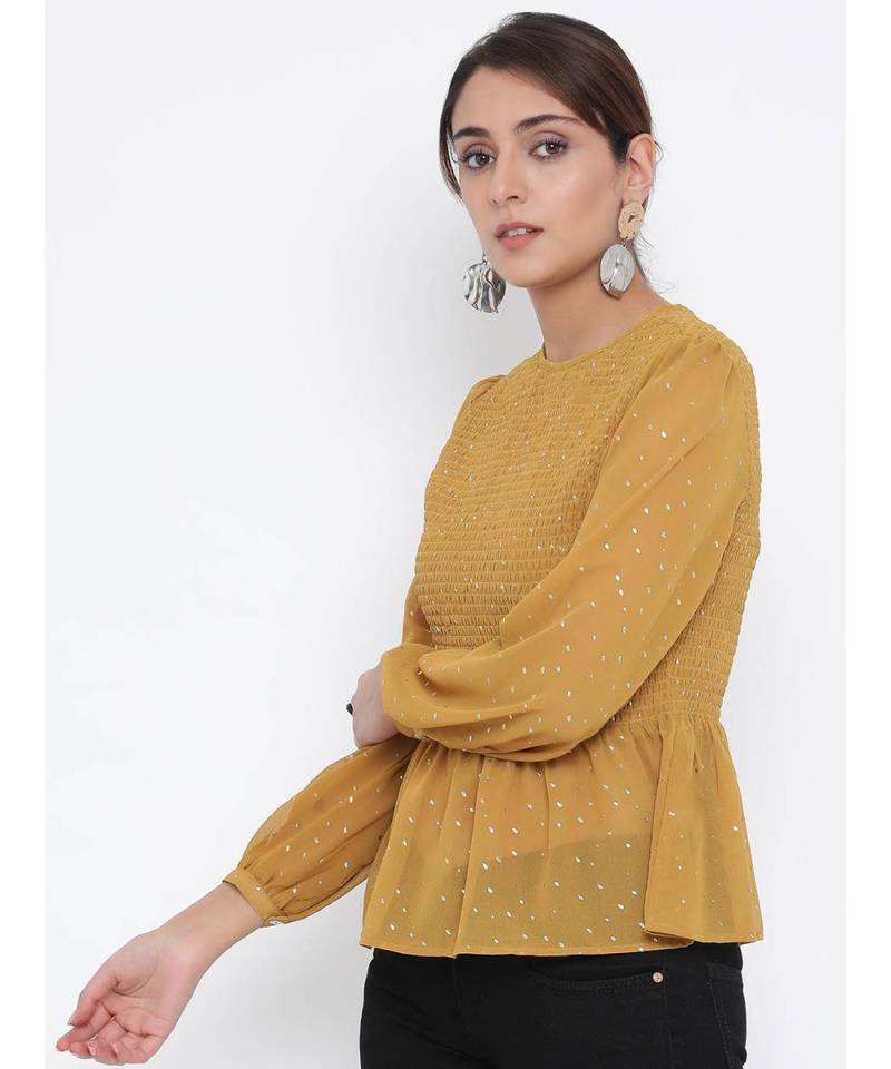 Mustard printed Cotton Top