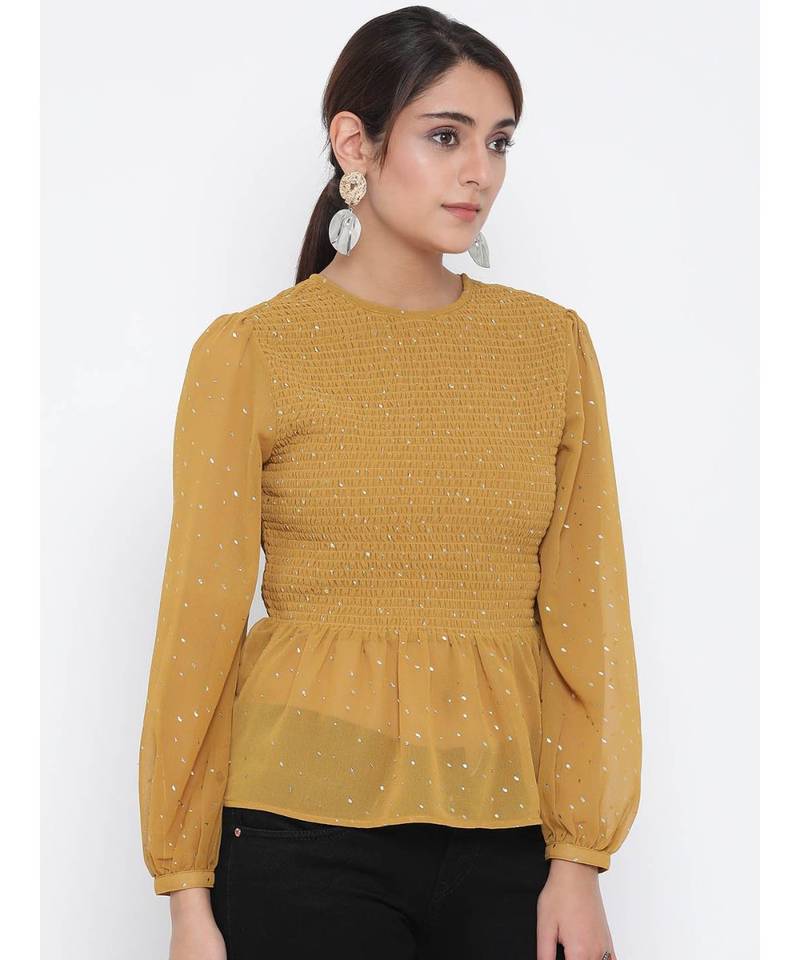 Mustard printed Cotton Top