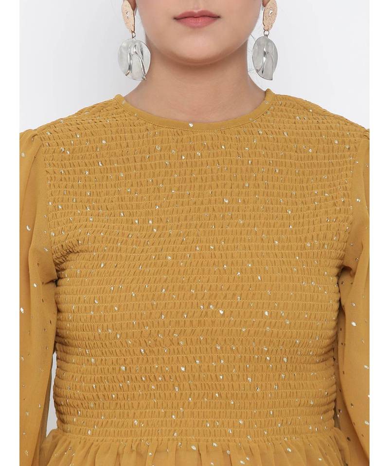 Mustard printed Cotton Top