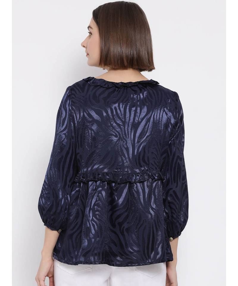 blue printed Cotton Shrug