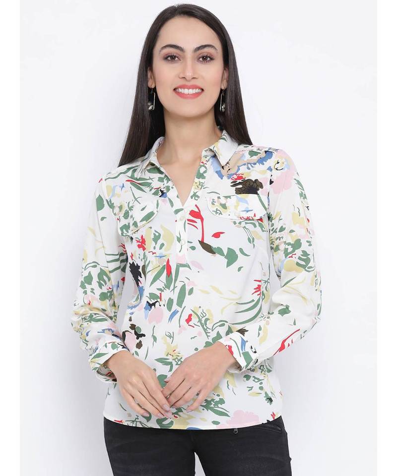 White printed Cotton Top