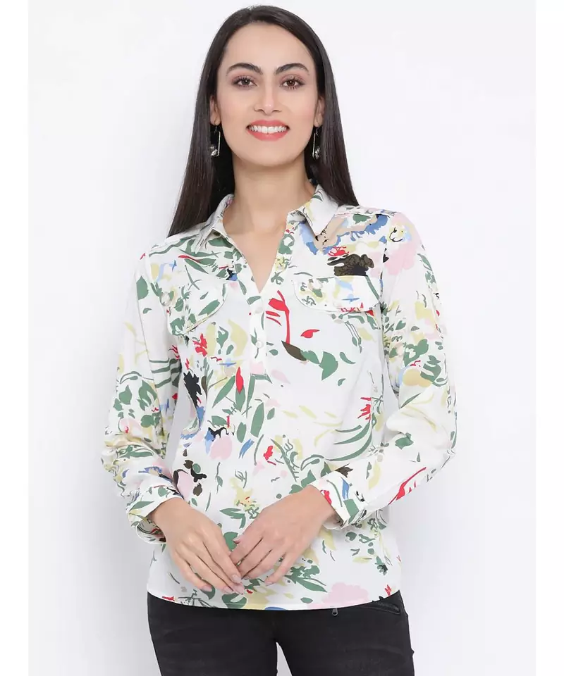 White printed Cotton Top