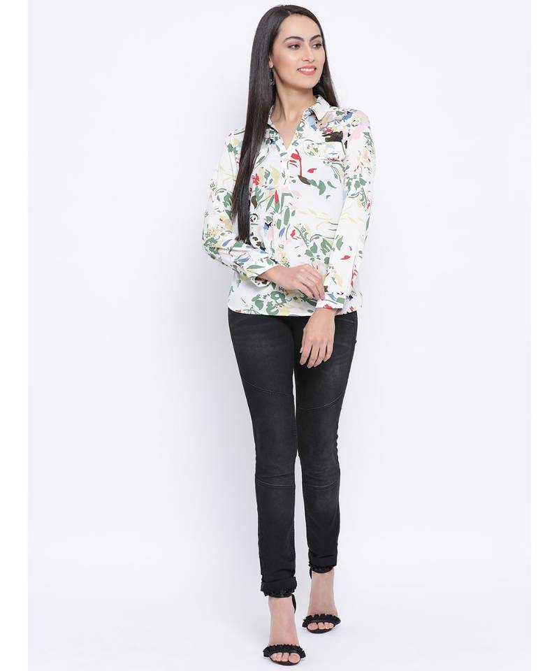 White printed Cotton Top