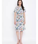 White printed Polyester Dress