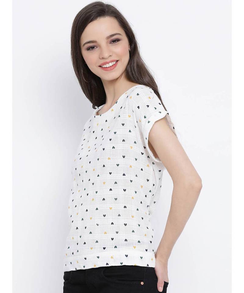 White printed Cotton Top