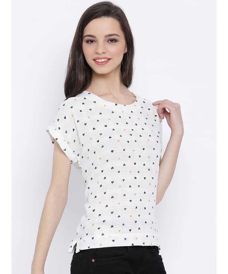 White printed Cotton Top