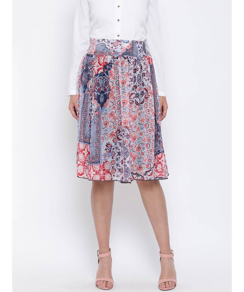White printed Cotton Skirt