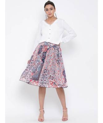White printed Cotton Skirt 2