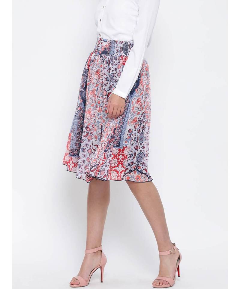 White printed Cotton Skirt