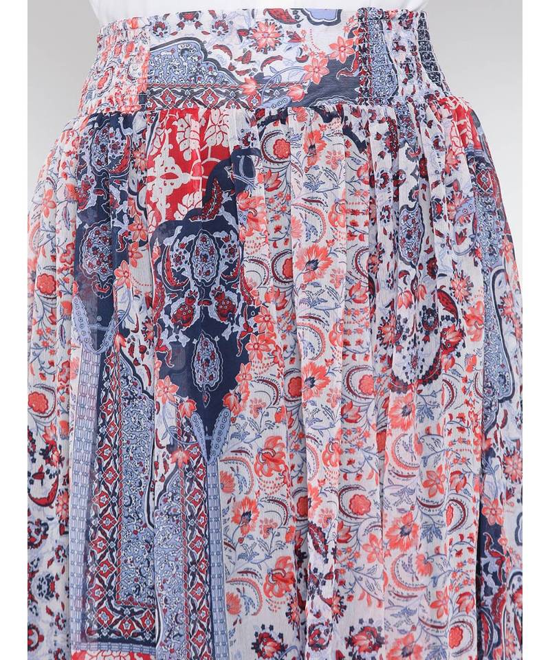 White printed Cotton Skirt