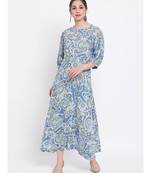 Blue printed Viscose Dress