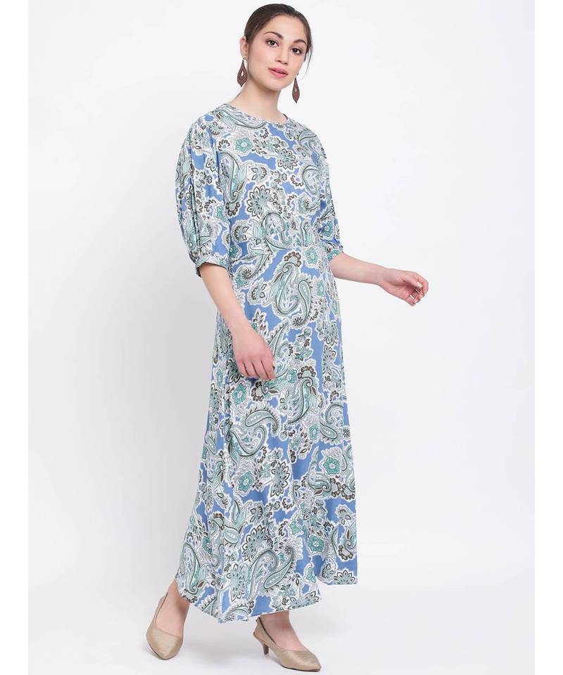 Blue printed Viscose Dress