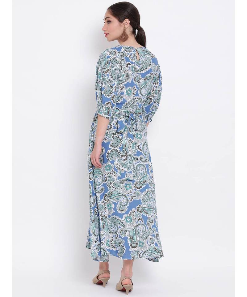 Blue printed Viscose Dress