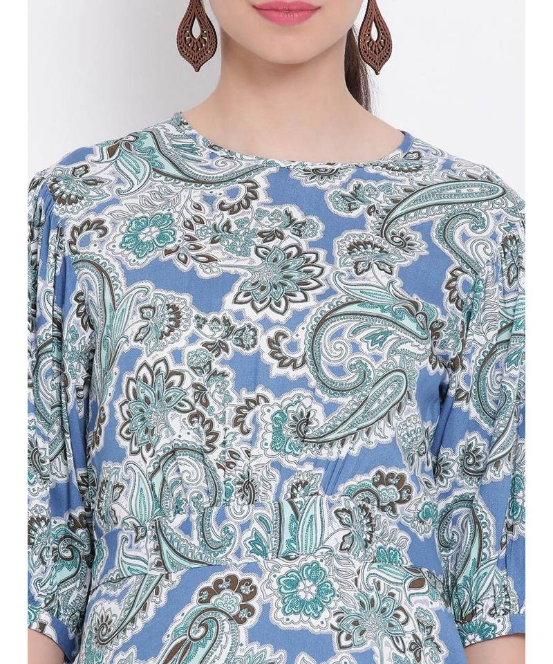 Blue printed Viscose Dress