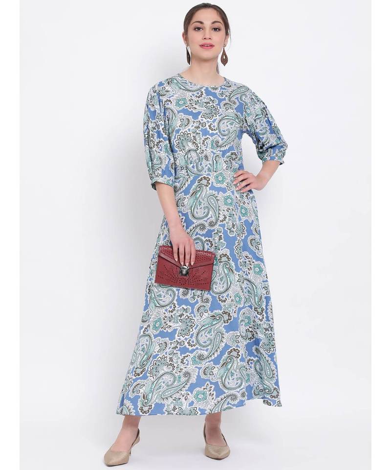 Blue printed Viscose Dress
