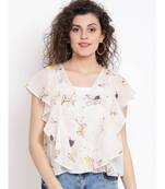 Beige printed Cotton Top