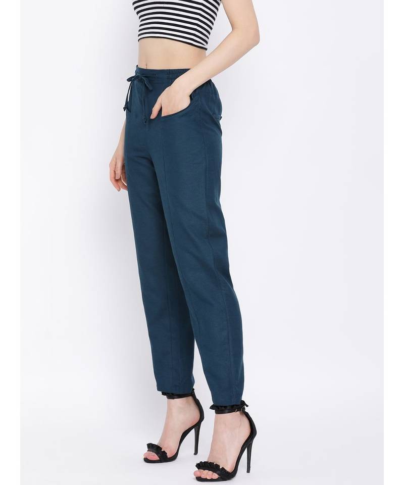 Green printed Cotton Pant