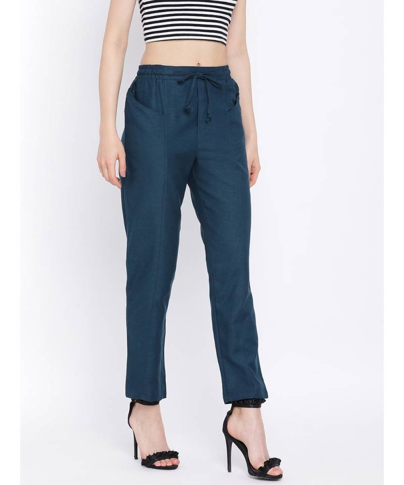 Green printed Cotton Pant