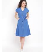 Blue plain Cotton Dress