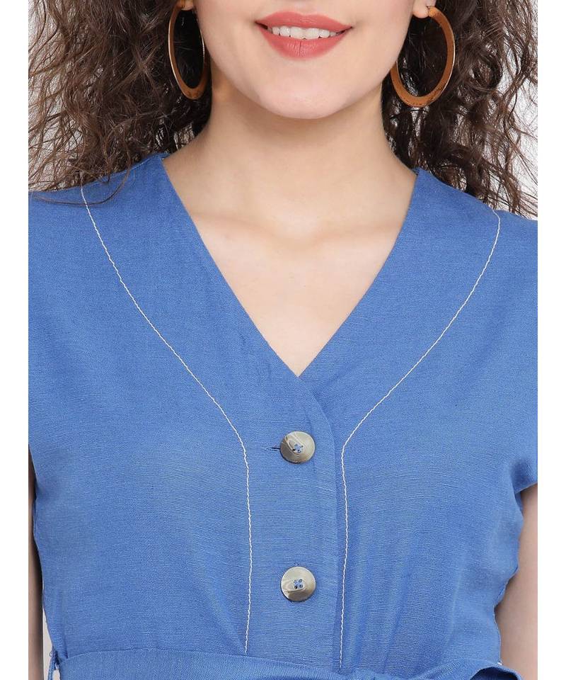Blue plain Cotton Dress