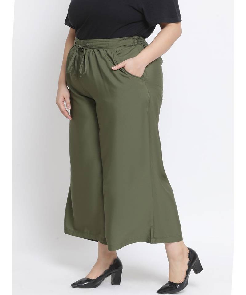 Olive printed Cotton Pant