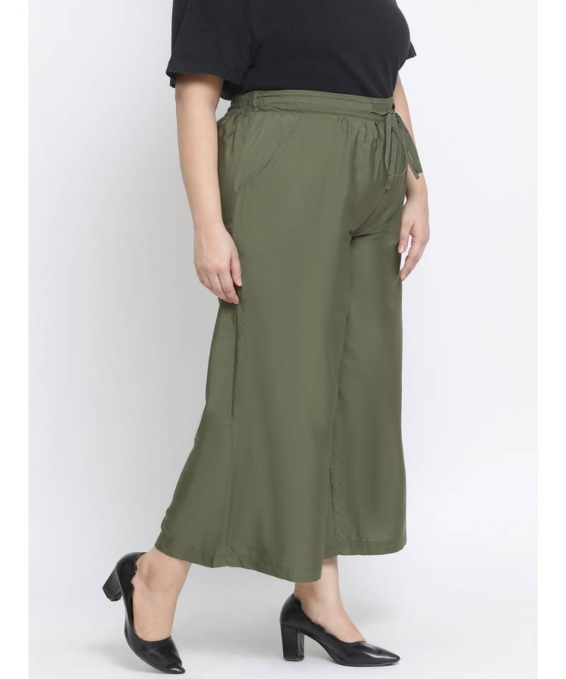 Olive printed Cotton Pant