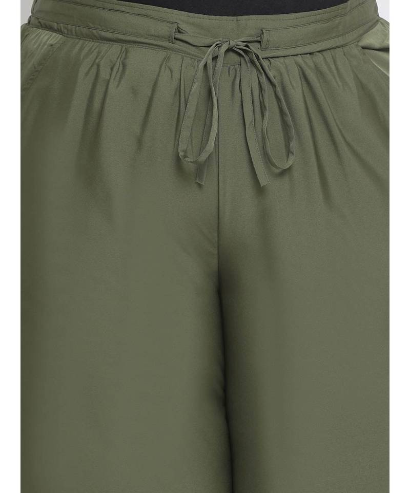 Olive printed Cotton Pant