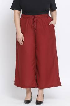 Maroon printed Cotton Pant