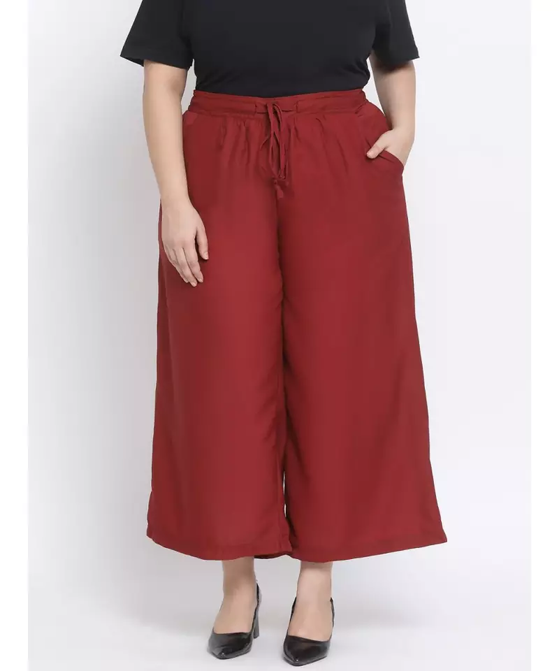 Maroon printed Cotton Pant