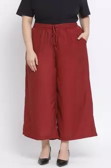 Maroon printed Cotton Pant