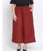 Maroon printed Cotton Pant