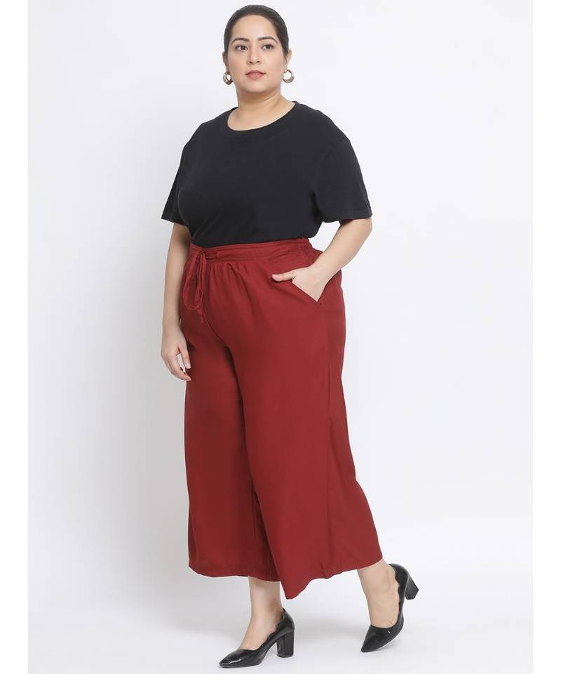 Maroon printed Cotton Pant