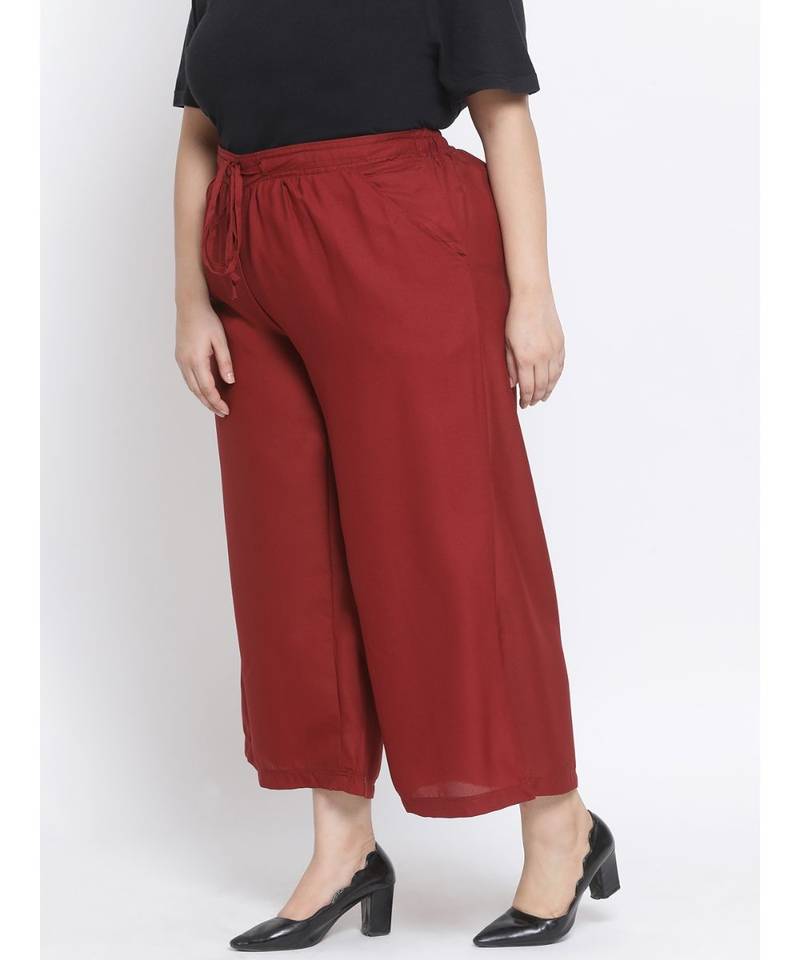 Maroon printed Cotton Pant