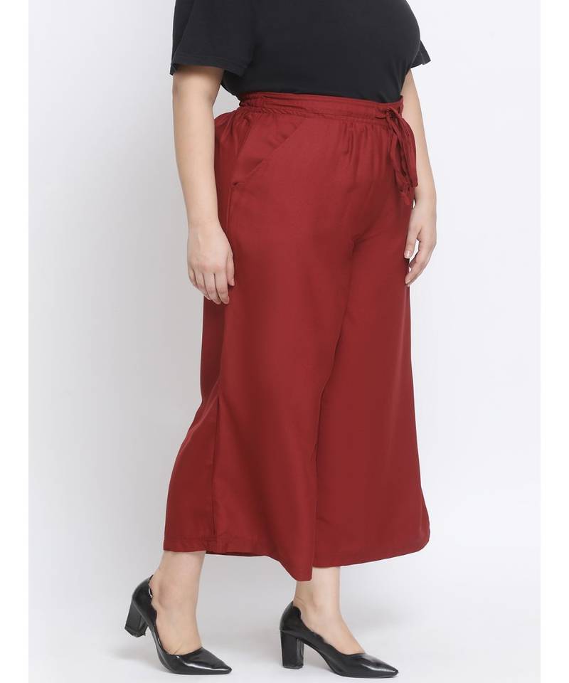Maroon printed Cotton Pant