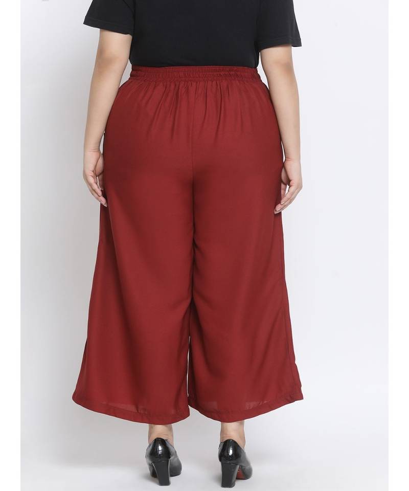 Maroon printed Cotton Pant