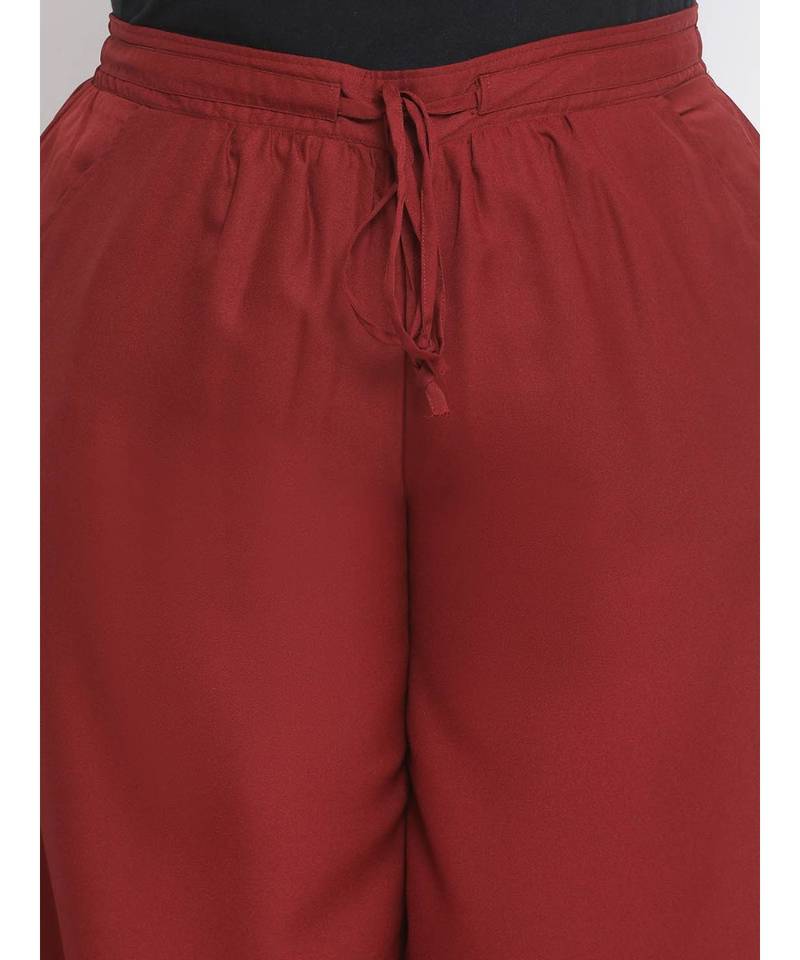 Maroon printed Cotton Pant