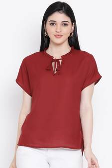Maroon printed Cotton Top