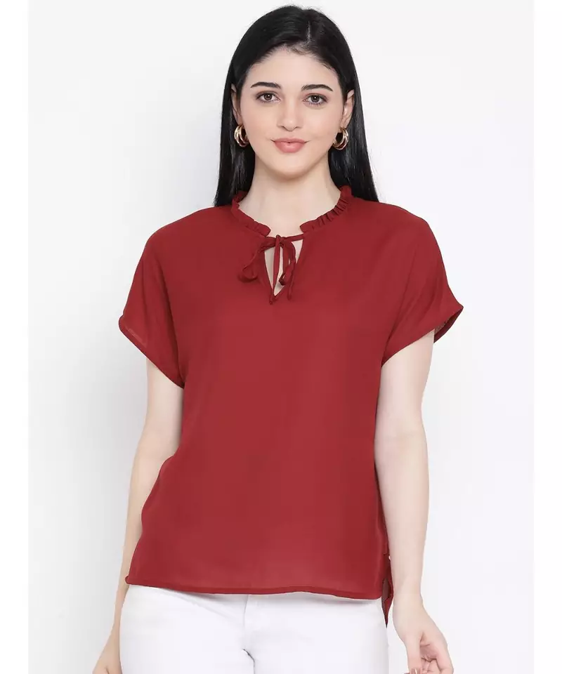 Maroon printed Cotton Top