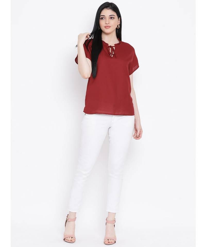 Maroon printed Cotton Top